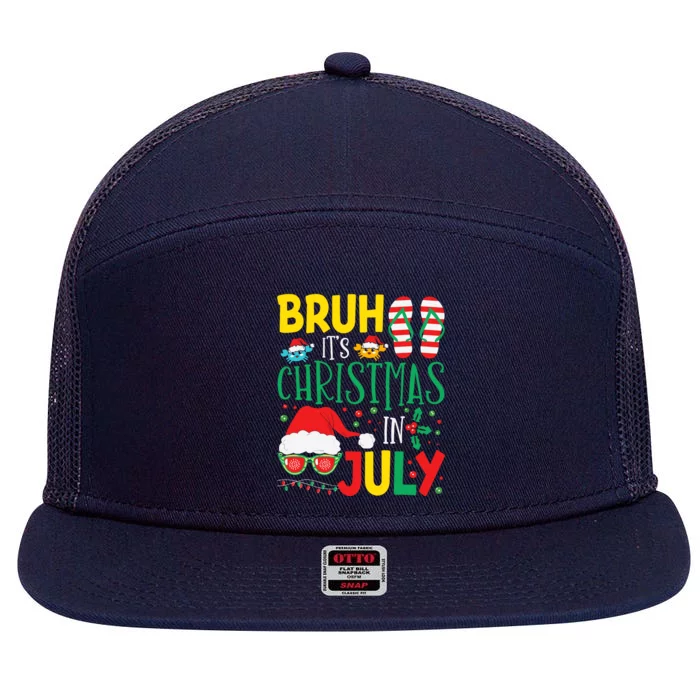 Christmas In Julys For Wo Bruh Summer Santa 7 Panel Mesh Trucker Snapback Hat