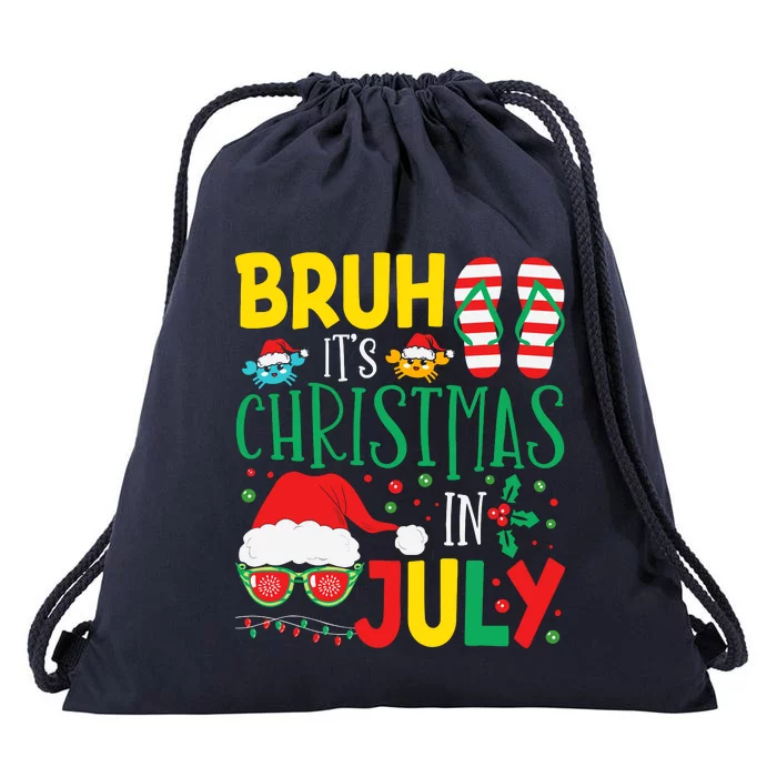 Christmas In Julys For Wo Bruh Summer Santa Drawstring Bag