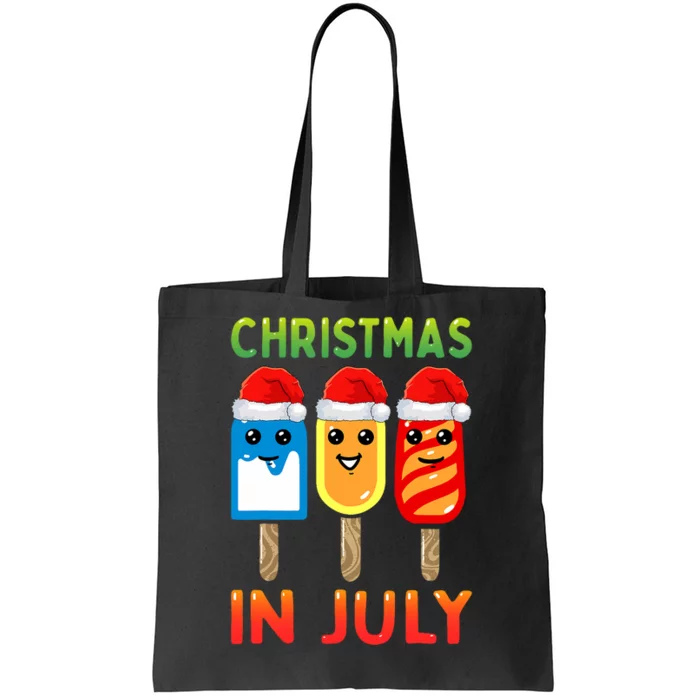 Christmas In July Santa Hat Ice Pops Funny Tote Bag