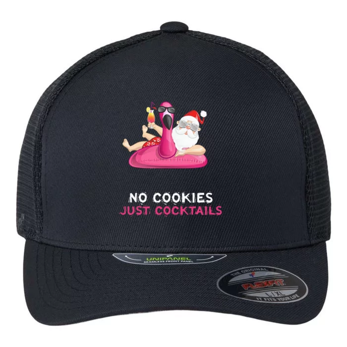 Christmas In July No Cookies Just Cocktails Summer Flamingo Flexfit Unipanel Trucker Cap