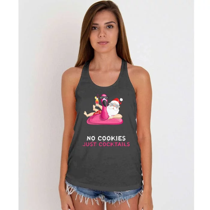 Christmas In July No Cookies Just Cocktails Summer Flamingo Women's Knotted Racerback Tank