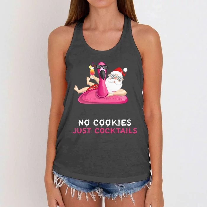 Christmas In July No Cookies Just Cocktails Summer Flamingo Women's Knotted Racerback Tank