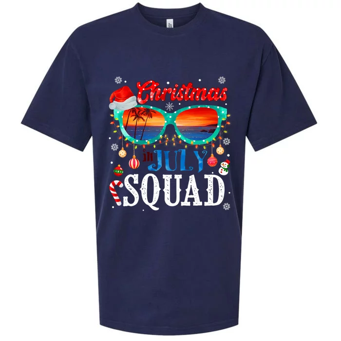 Christmas In July Squad Sunglasses Summer Beach Funny Xmas Sueded Cloud Jersey T-Shirt