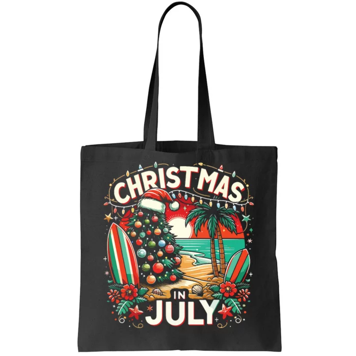 Christmas In July Summer Beach Vacation Xmas Tote Bag