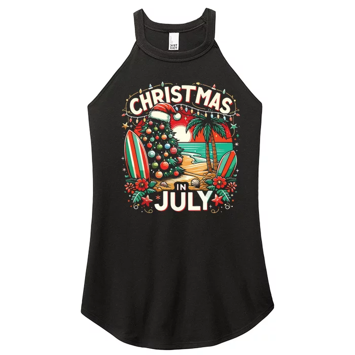 Christmas In July Summer Beach Vacation Xmas Women’s Perfect Tri Rocker Tank