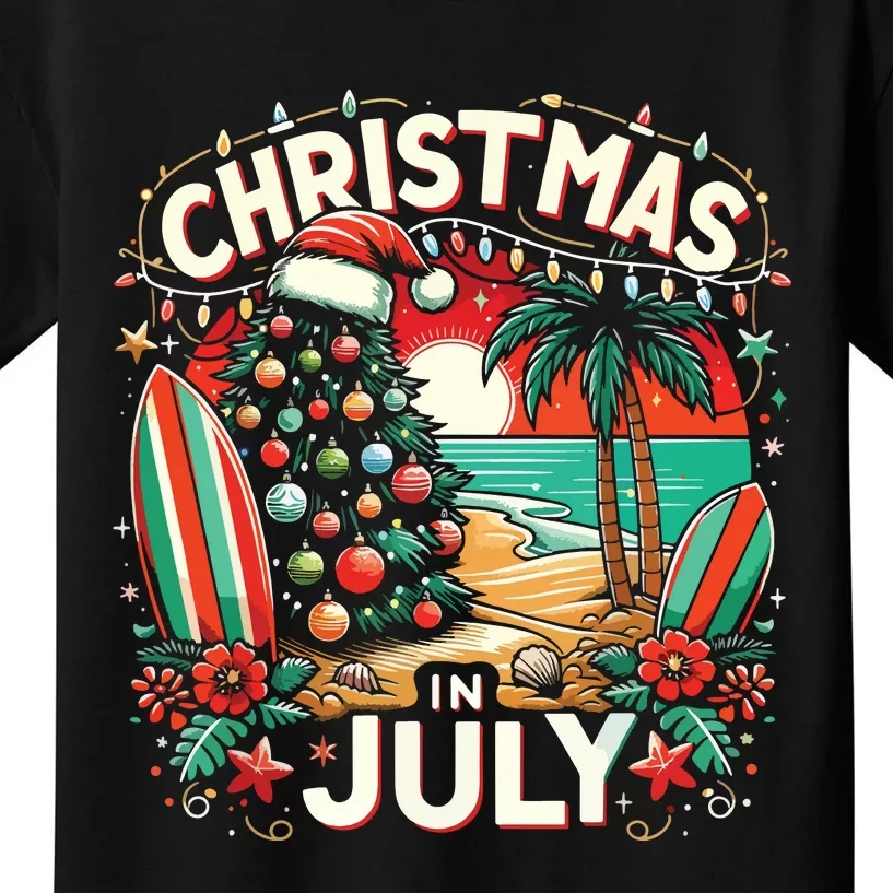 Christmas In July Summer Beach Vacation Xmas Kids T-Shirt