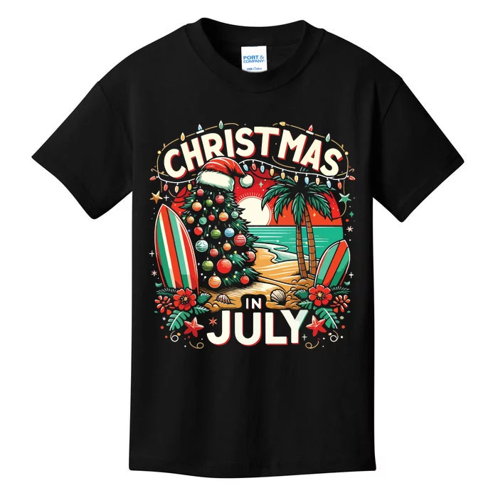 Christmas In July Summer Beach Vacation Xmas Kids T-Shirt