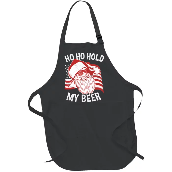 Christmas In July Santa Ho Ho Hold My Beer Full-Length Apron With Pocket