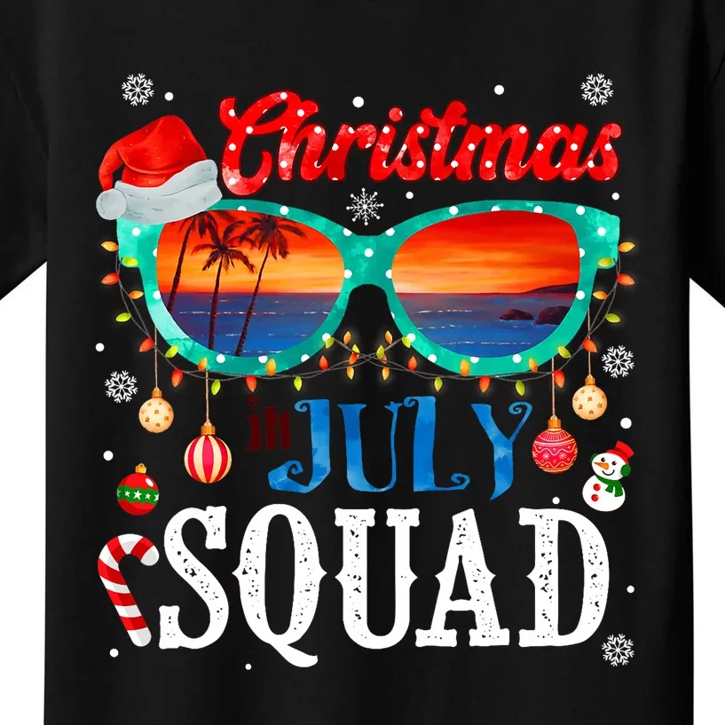 Christmas In July Squad Sunglasses Summer Beach Funny Xmas Kids T-Shirt