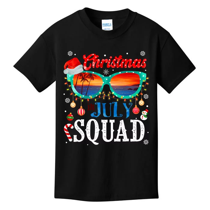 Christmas In July Squad Sunglasses Summer Beach Funny Xmas Kids T-Shirt