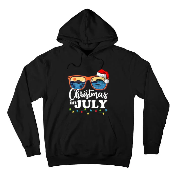 Christmas In July Funny Santa Summer Beach Vacation Sunglasses Tall Hoodie