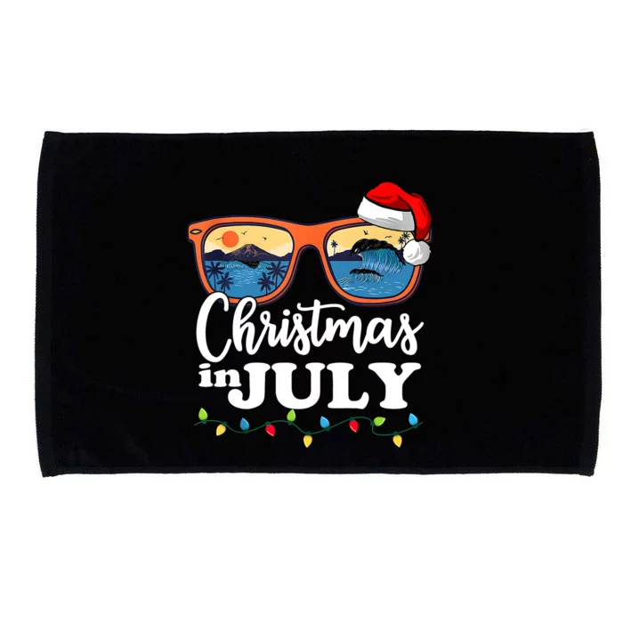 Christmas In July Funny Santa Summer Beach Vacation Sunglasses Microfiber Hand Towel