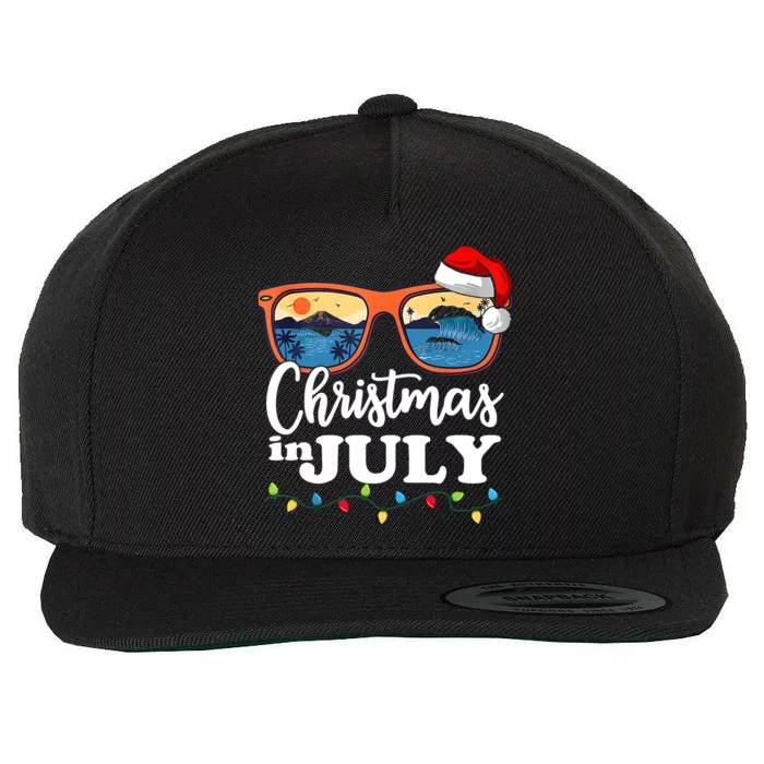 Christmas In July Funny Santa Summer Beach Vacation Sunglasses Wool Snapback Cap