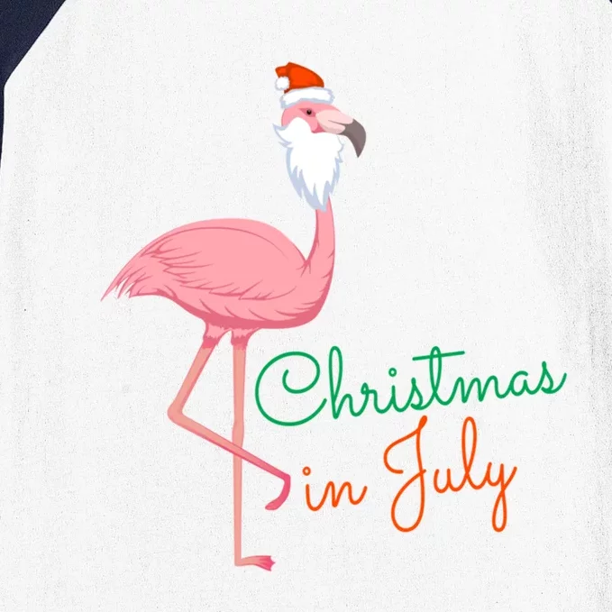 Christmas In July Pink Flamingo Santa Gift Baseball Sleeve Shirt