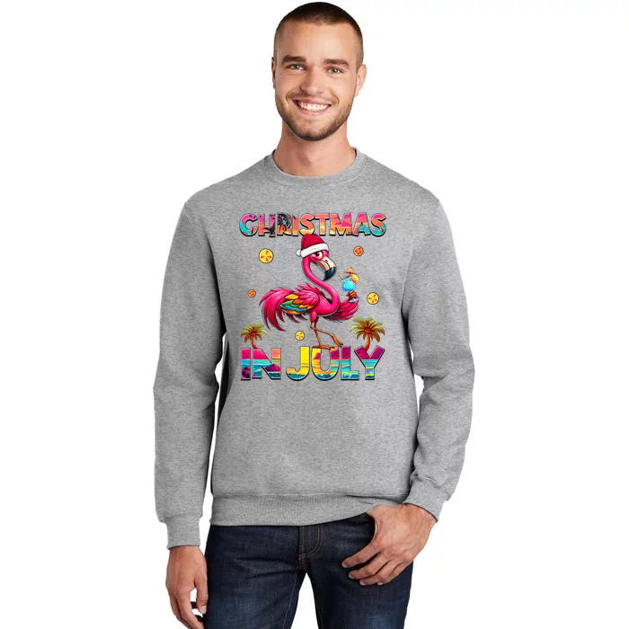 Christmas In July Flamingo Beach Summer Hawaii Tall Sweatshirt