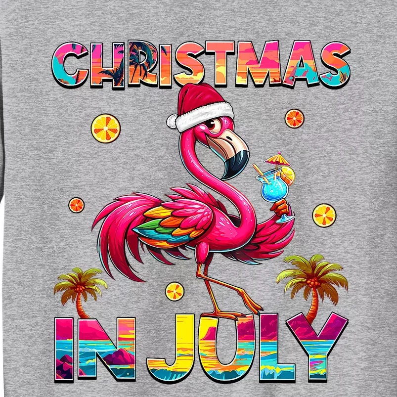 Christmas In July Flamingo Beach Summer Hawaii Tall Sweatshirt