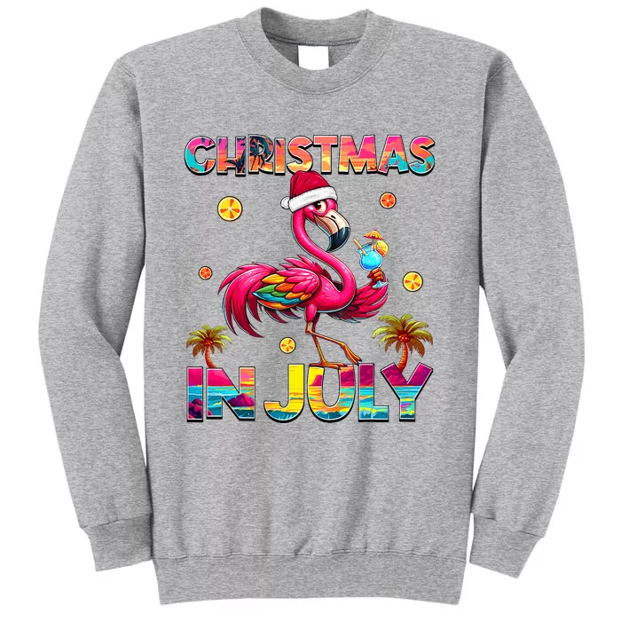 Christmas In July Flamingo Beach Summer Hawaii Tall Sweatshirt