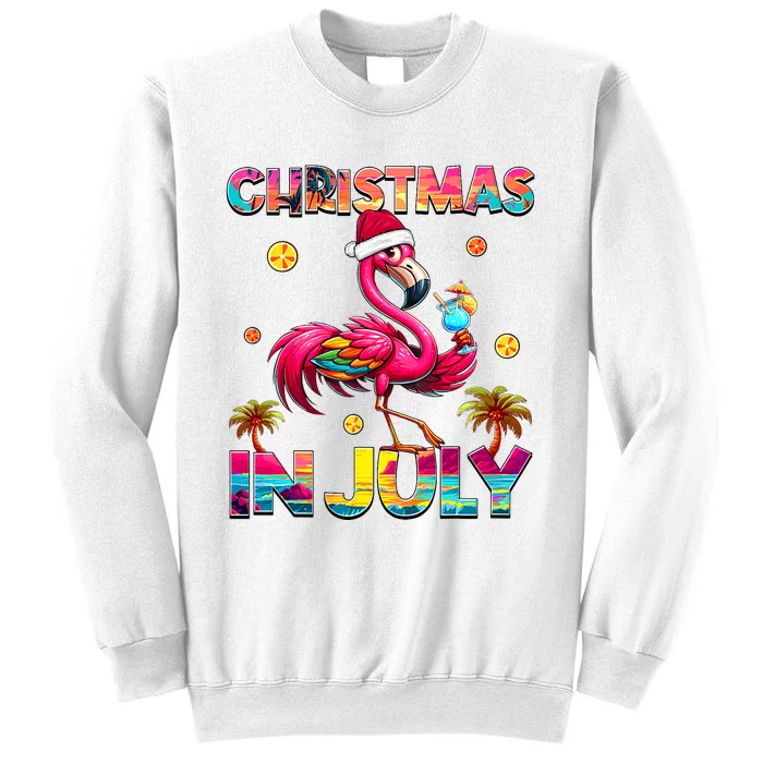 Christmas In July Flamingo Beach Summer Hawaii Sweatshirt