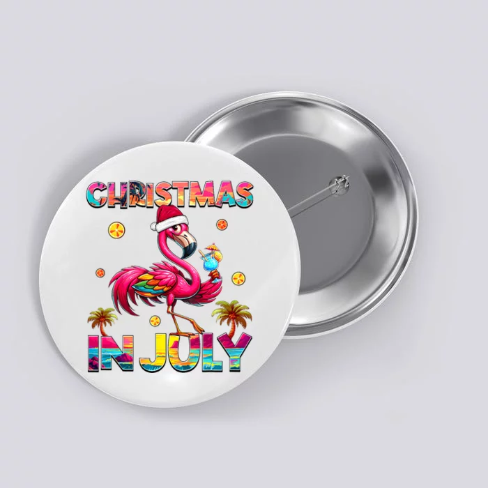 Christmas In July Flamingo Beach Summer Hawaii Button