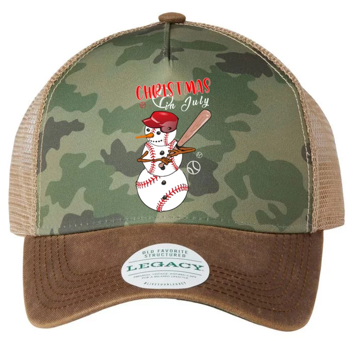 Christmas In July For Baseball Fan Snowman Snowman Baseball Legacy Tie Dye Trucker Hat