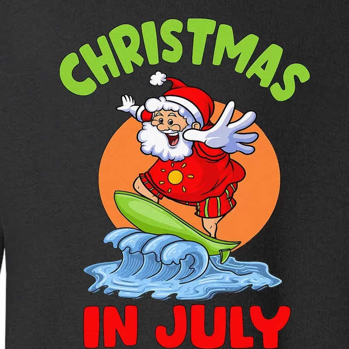 Christmas In July Santa Surfing Hawaiian Party Toddler Sweatshirt