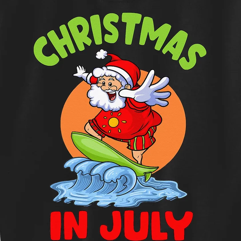 Christmas In July Santa Surfing Hawaiian Party Kids Sweatshirt