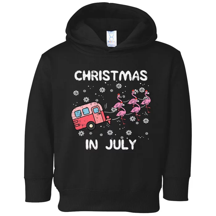 Christmas In July Flamingo Trailer Summer Xmas Camp Camper Toddler Hoodie