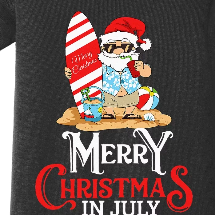 Christmas In July Santa Sunglasses Summer Beach Funny Xmas Baby Bodysuit