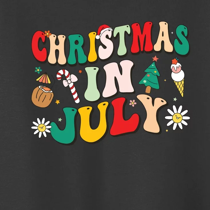 Christmas In July Shirts Groovy Xmas Summer Toddler T-Shirt