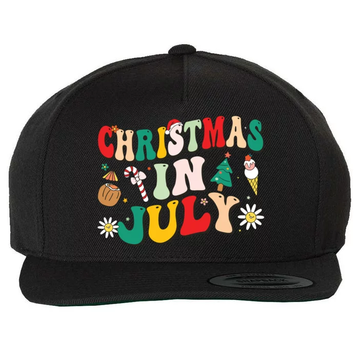 Christmas In July Shirts Groovy Xmas Summer Wool Snapback Cap