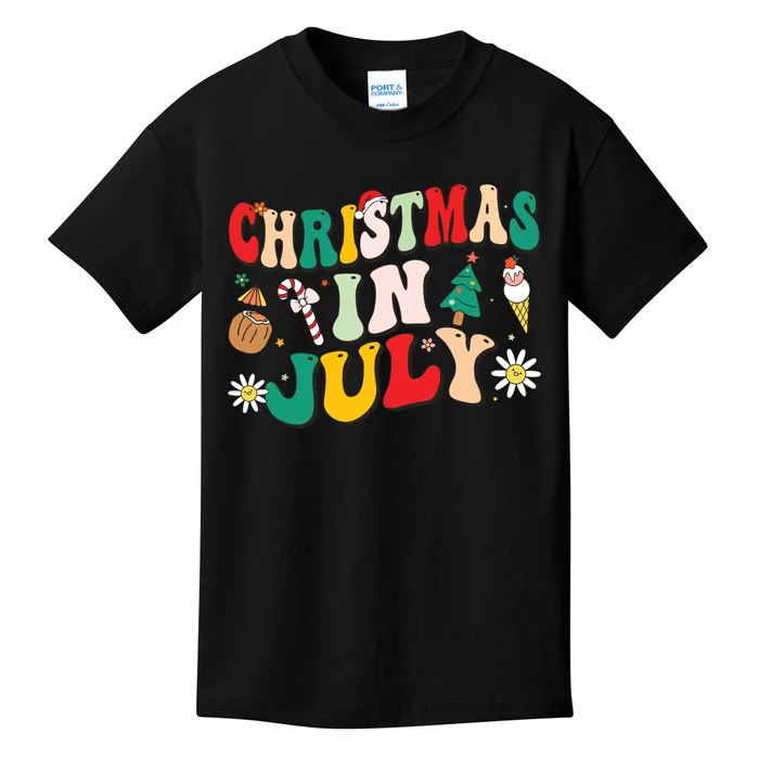 Christmas In July Shirts Groovy Xmas Summer Kids T-Shirt