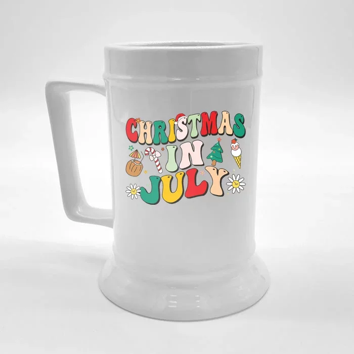 Christmas In July Shirts Groovy Xmas Summer Front & Back Beer Stein