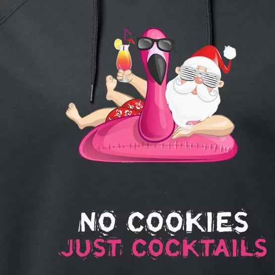 Christmas In July No Cookies Just Cocktails Summer Flamingo Performance Fleece Hoodie