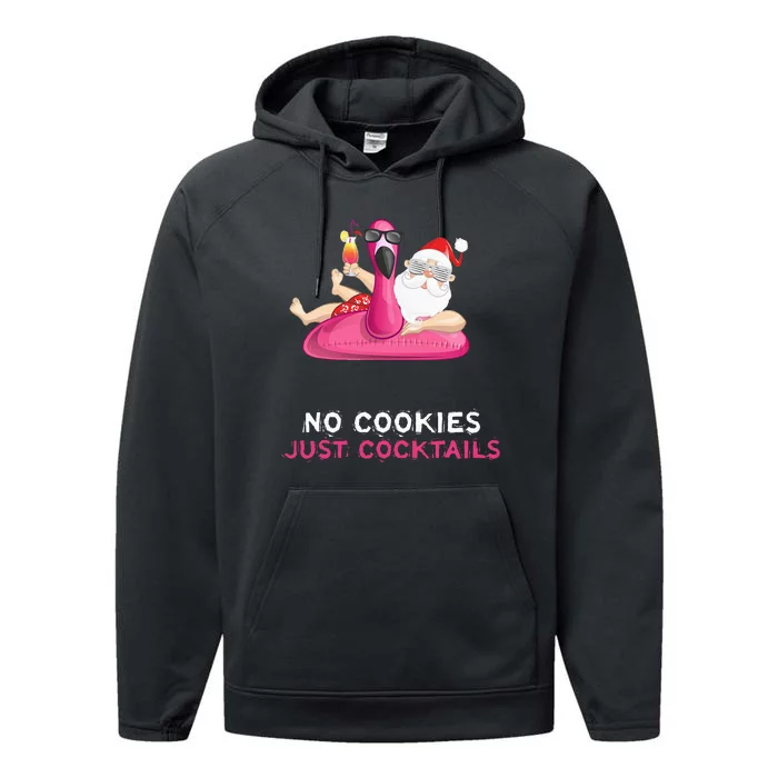 Christmas In July No Cookies Just Cocktails Summer Flamingo Performance Fleece Hoodie