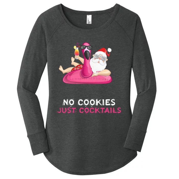 Christmas In July No Cookies Just Cocktails Summer Flamingo Women's Perfect Tri Tunic Long Sleeve Shirt