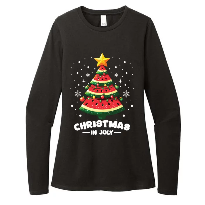 Christmas In July Watermelon Xmas Tree Summer Womens CVC Long Sleeve Shirt