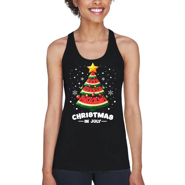 Christmas In July Watermelon Xmas Tree Summer Women's Racerback Tank