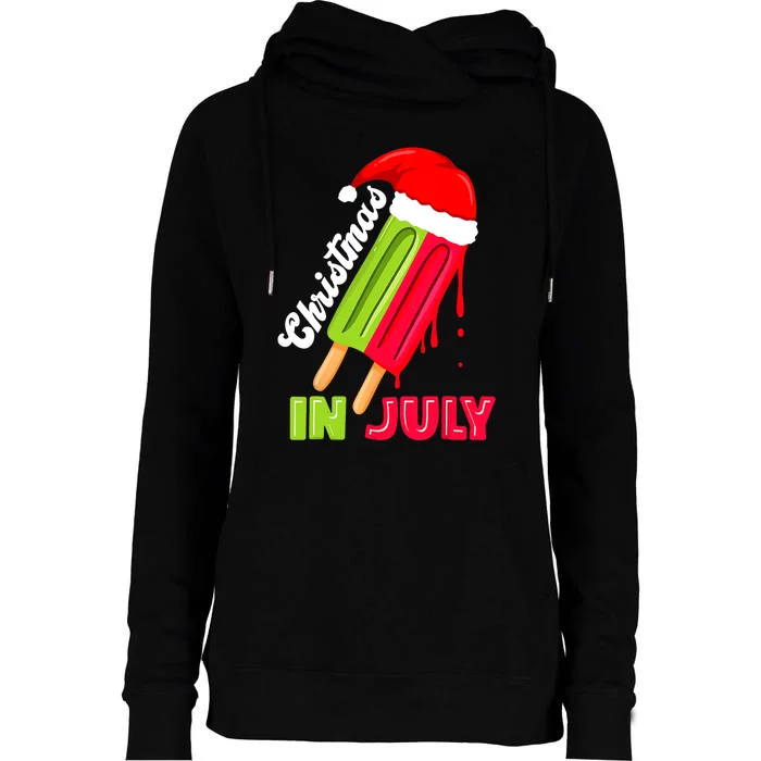 Christmas In July Watermelon Ice Pops Fun Christmas In July Womens Funnel Neck Pullover Hood