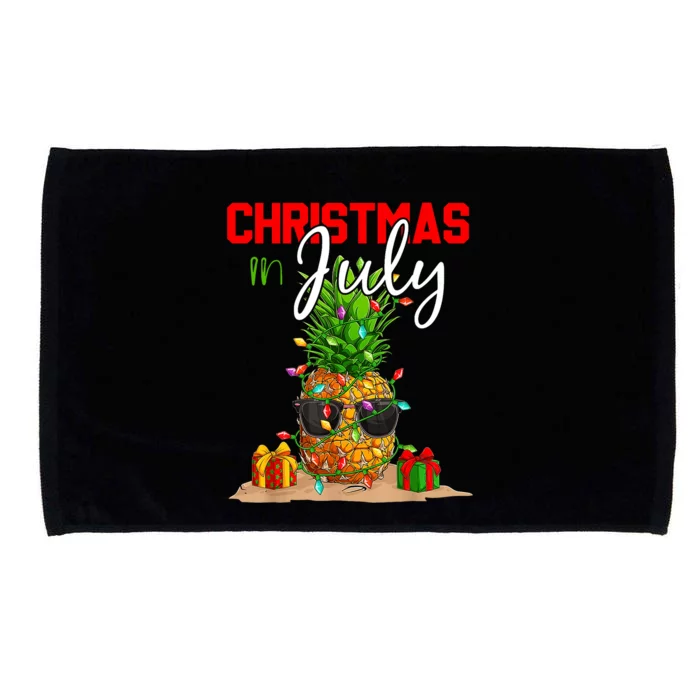 Christmas In July Pineapple Xmas Tree Summer Vacation Microfiber Hand Towel