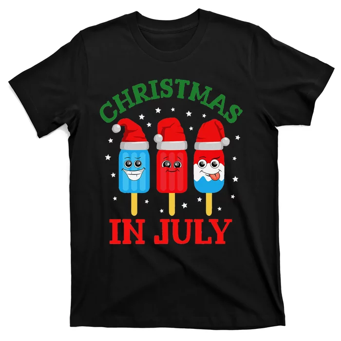 Christmas In July Fun Ice Pops And Santa T-Shirt