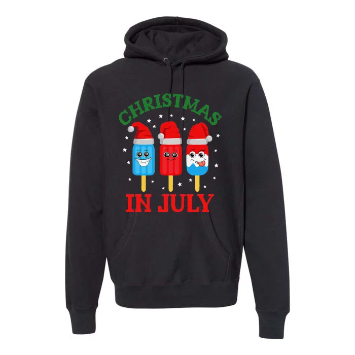 Christmas In July Fun Ice Pops And Santa Premium Hoodie