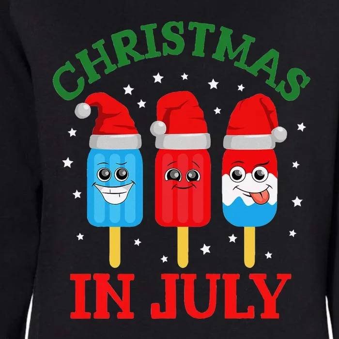 Christmas In July Fun Ice Pops And Santa Womens California Wash Sweatshirt