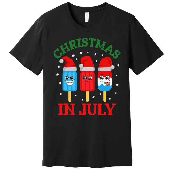 Christmas In July Fun Ice Pops And Santa Premium T-Shirt