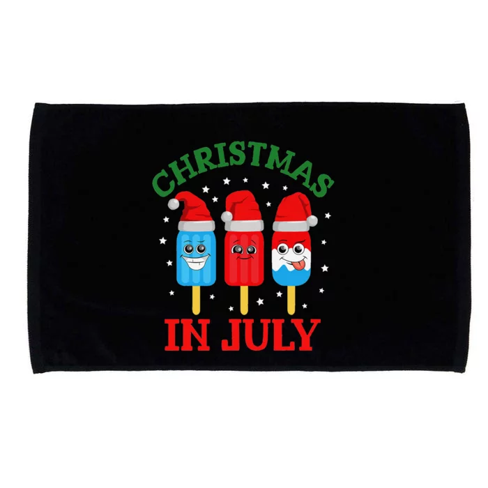 Christmas In July Fun Ice Pops And Santa Microfiber Hand Towel