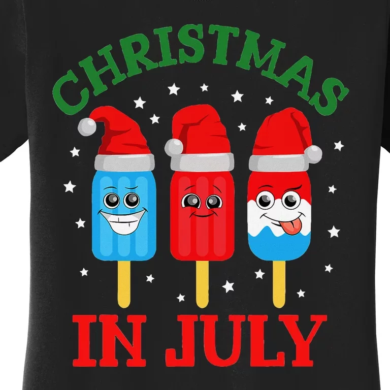 Christmas In July Fun Ice Pops And Santa Women's T-Shirt