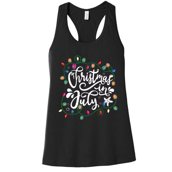 Christmas In July Lights Funny Summer Xmas Women's Racerback Tank