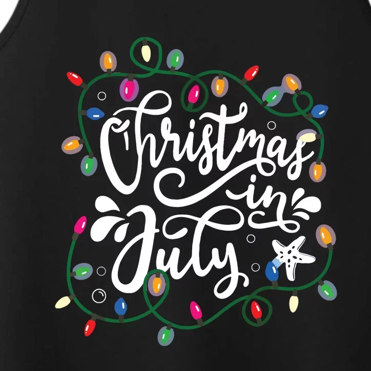 Christmas In July Lights Funny Summer Xmas Performance Tank