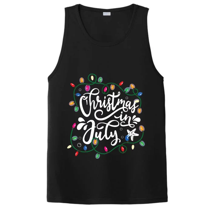 Christmas In July Lights Funny Summer Xmas Performance Tank