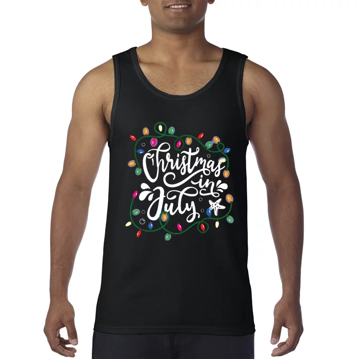 Christmas In July Lights Funny Summer Xmas Tank Top