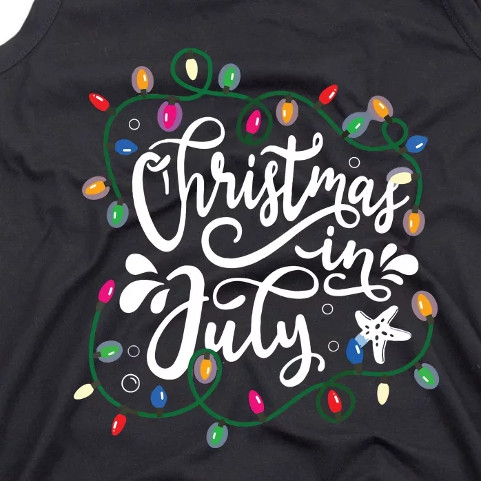 Christmas In July Lights Funny Summer Xmas Tank Top